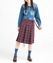 BT462 ミディ丈のプリーツラップスカート