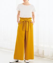 BT564 ウエストフリルのワイドパンツ