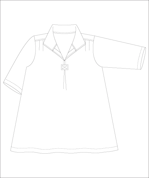 BT090 オブロングカラーの七分丈チュニック