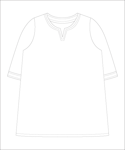 BT091 スリットネックあきの七分丈チュニック