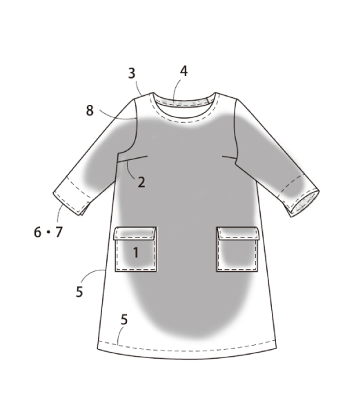 BT057 ラウンドネックのワンピース