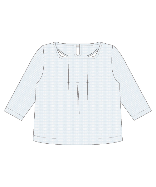 BT070 スクエアネックのタックブラウス