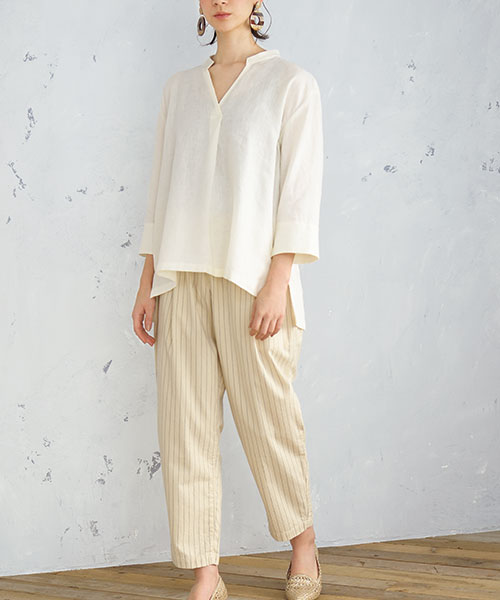 BT158　七分袖スキッパーシャツ