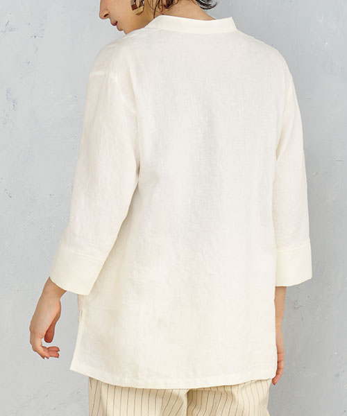 BT158　七分袖スキッパーシャツ