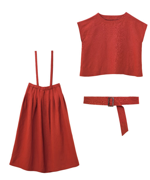 BT181 フレンチスリーブブラウス肩ひもつきタックスカート【セットアップ】