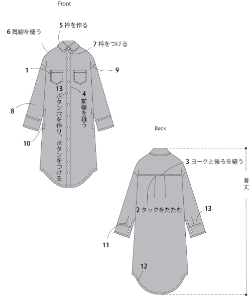 BT221 シンプルポケットシャツワンピース