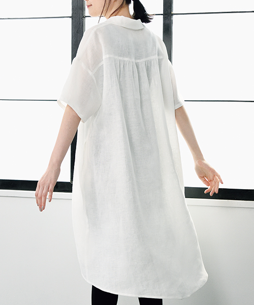 BT230 テールカットのスキッパーシャツワンピース