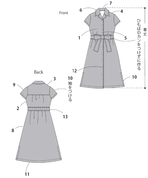 BT231 オープンカラーシャツワンピース | パターンの通販サイト