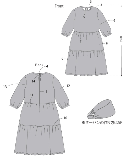 BT257 ティアードワンピース&ターバン