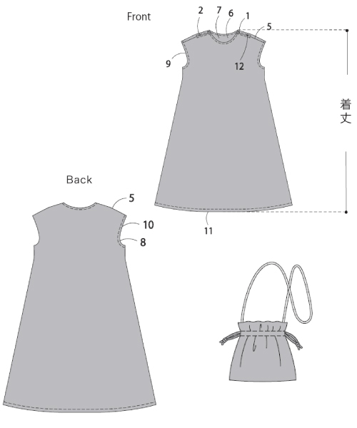 BT258 Aラインワンピース&ポシェット