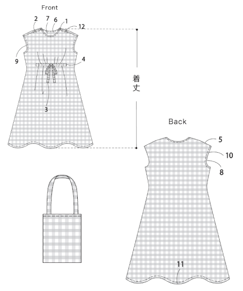 BT262 フレンチスリーブのワンピース&ぺたんこバッグ