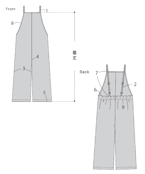 BT276 ワイドシルエットのサロペット
