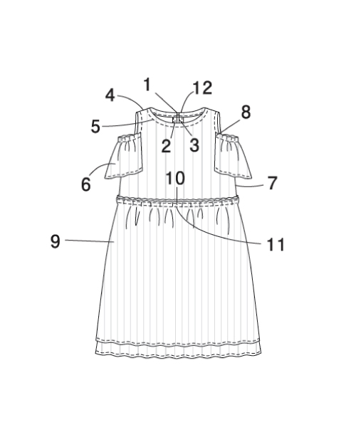 BT402 肩出しフレア袖のワンピース