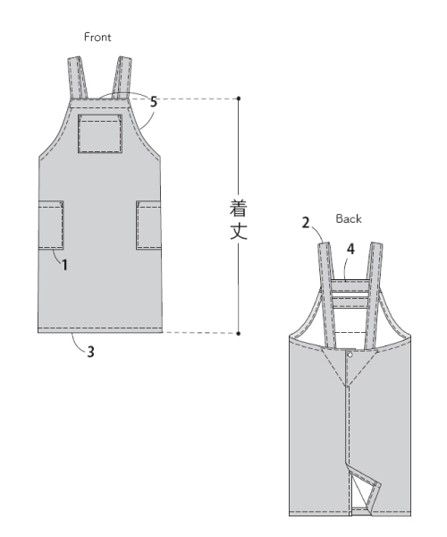 BT481 ボタン留めのシンプルエプロン