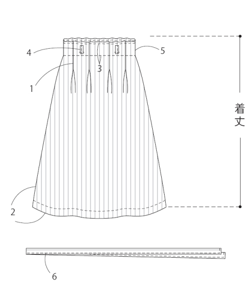 BT590 結びひも付きタックスカート