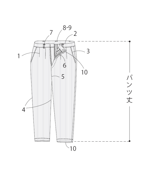 BT612 ファスナーあきテーパードパンツ