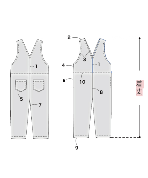 BT675 Vネックサロペット