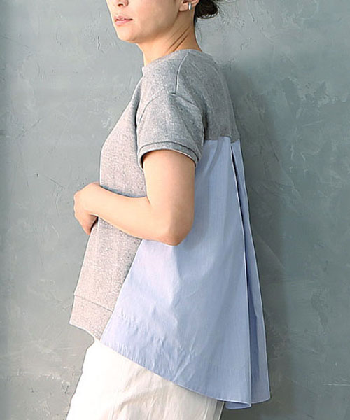 CP0051　シャツ切り替えニットトップス　レディース