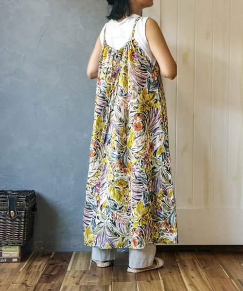 CP0058　バックリボン ギャザーワンピース レディース