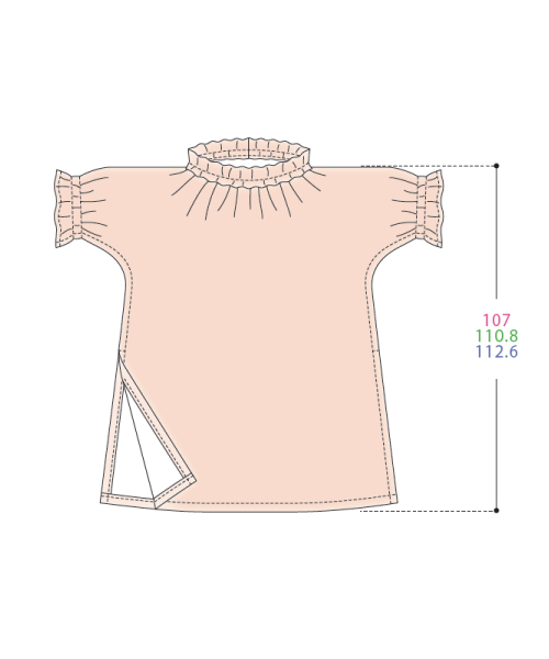 DT003 「手ぬい」の一枚裁ちフリルチュニック