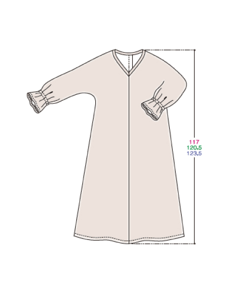 DT022 「手ぬい」のVネックフリルワンピース