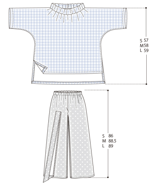 DT029 「手ぬい」のブラウス&パンツ