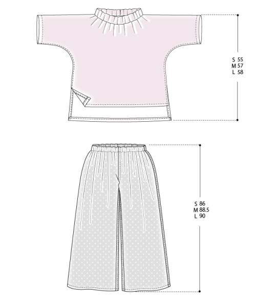 DT030 「手ぬい」のブラウス&ガウチョパンツ