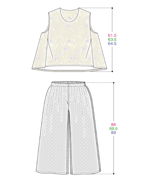 DT031 「手ぬい」のトップス&ガウチョパンツ