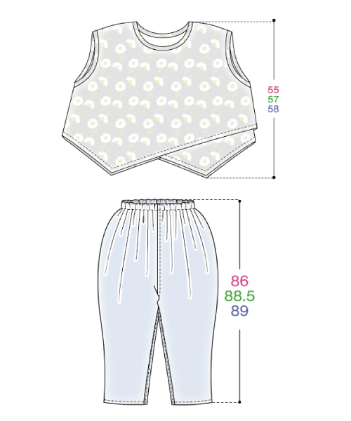 DT033 「手ぬい」のアシンメトリートップス&サルエルパンツ